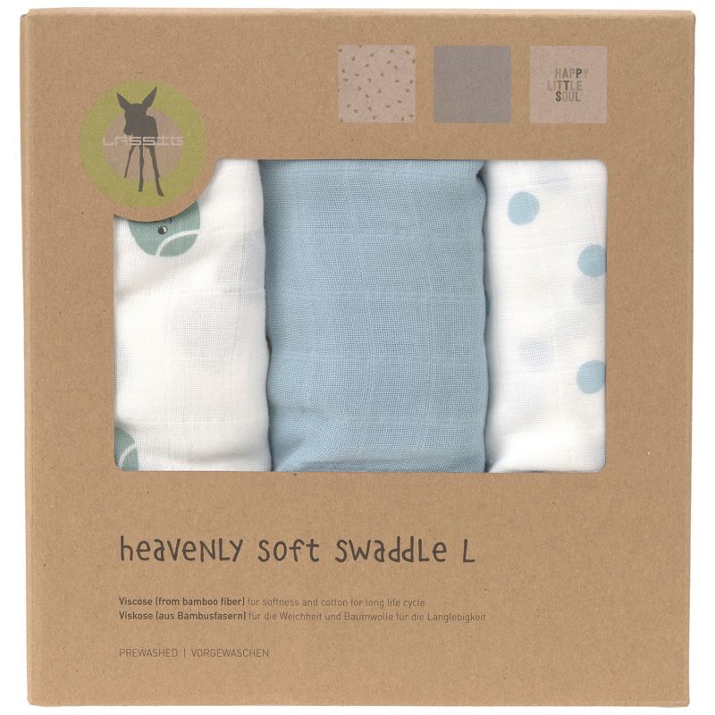 Lot de 3 langes doux Tiny Team bleu (80 x 80 cm) Lässig Packaging 9