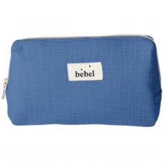 Mini trousse de toilette effet lin mini bleu capri - BEBEL