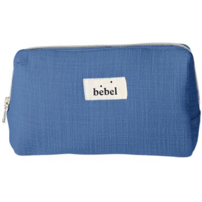 Mini trousse de toilette effet lin mini bleu capri  par BEBEL