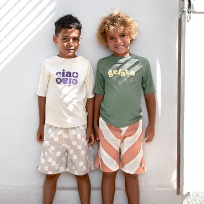 T-shirt anti-UV manches longues violet et sel marin (4-5 ans)