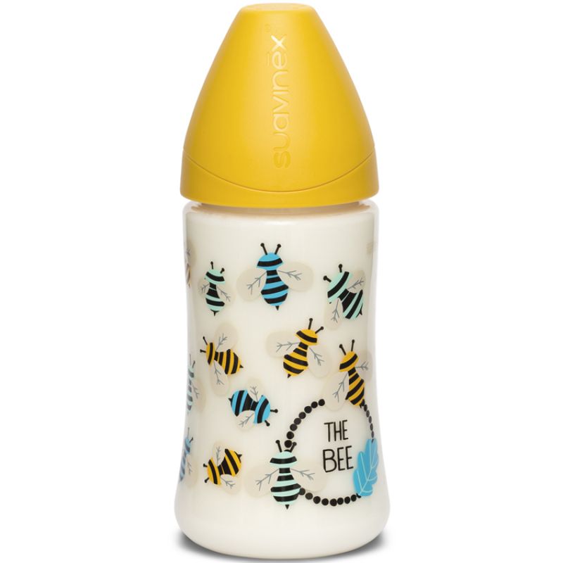 Biberon avec tétine ronde en silicone Total Look Fusion Abeille jaune (270 ml) Suavinex