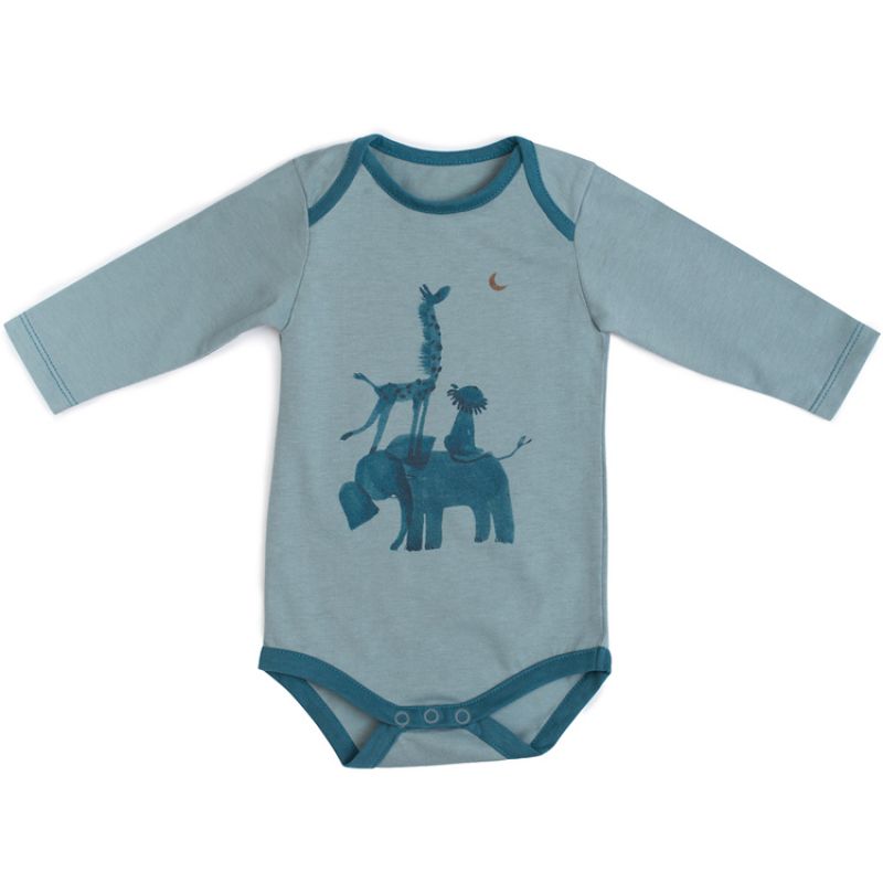 Body en coton savane Babou bleu Sous mon baobab (6 mois) Moulin Roty