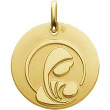 Médaille Vierge à l'enfant stylisée 16 mm (or jaune 750°)  par Maison Augis