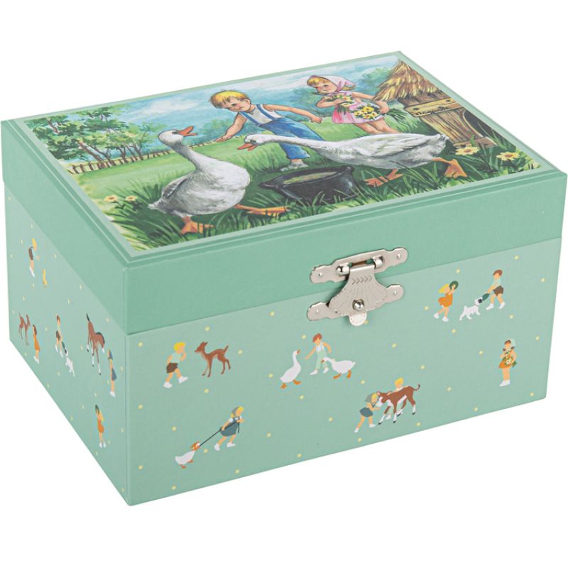 Boîte à bijoux musicale oies Mémoire d'enfance Jeanne Lagarde Trousselier