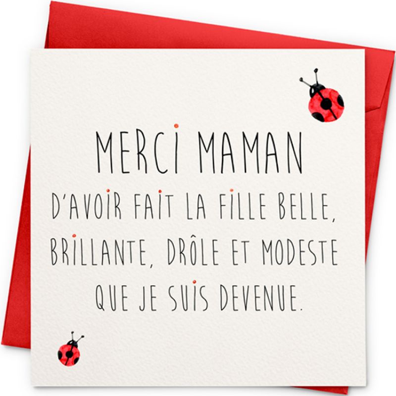 Carte Merci Maman (13 x 13 cm) La Poupette à paillettes