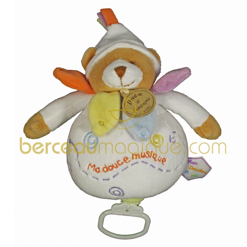 Doudou musical Ours nuage de couleur Doudou et Compagnie
