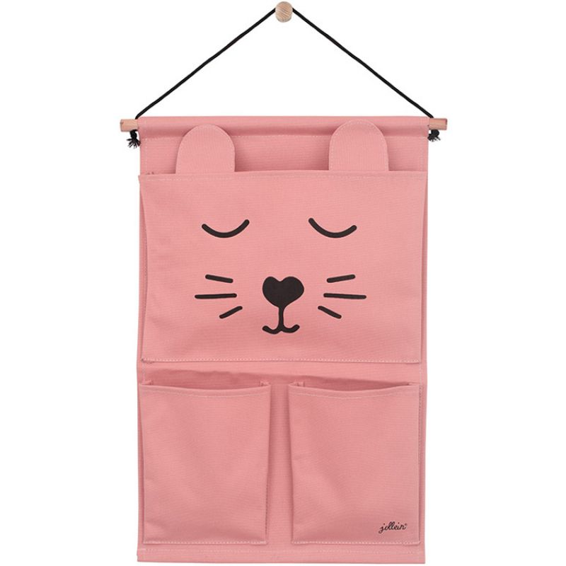 Vide-poches à suspendre en toile canvas panthère rose Jollein