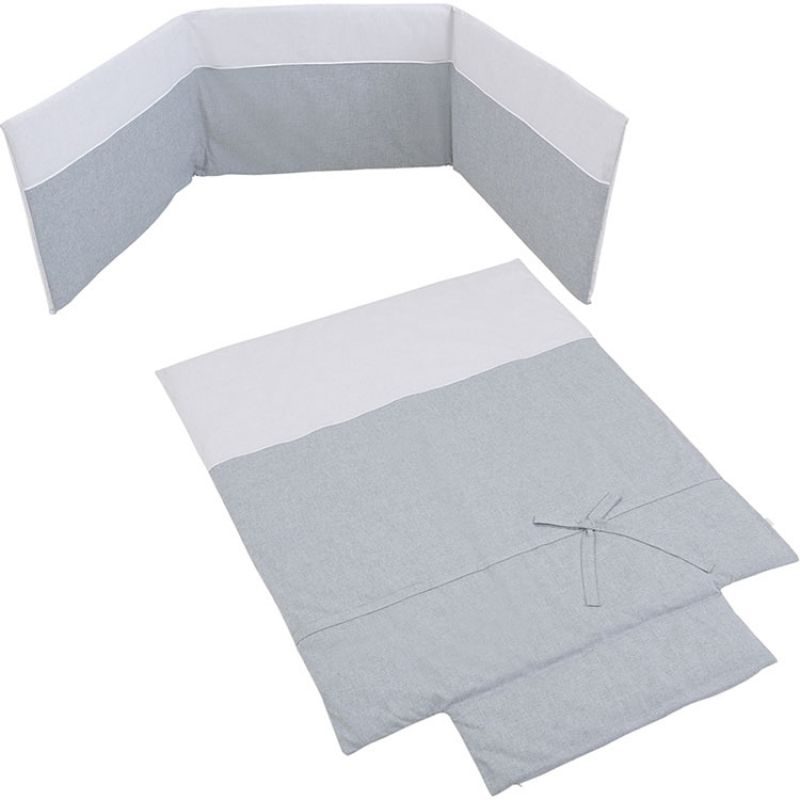 Tour de lit + housse de couette gris pour lit bébé Nature (60 x 120 cm) Micuna