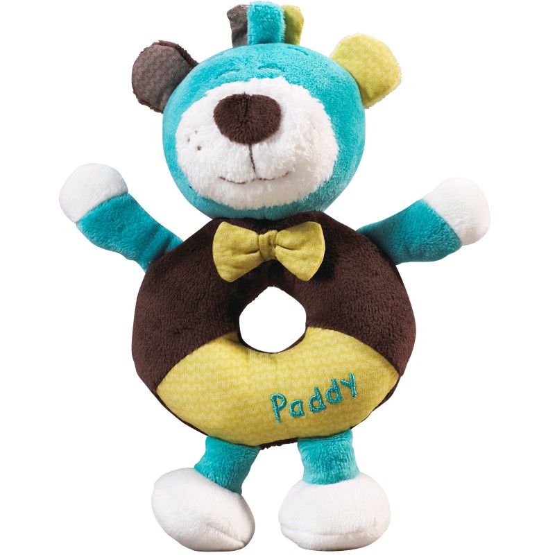Doudou anneau hochet ours Paddy (15 cm) Sauthon