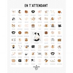 Affiche En t’attendant Originale claire Maman - Papa (40 x 50 cm) - Les Petites Dates