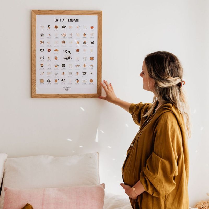 Affiche En t’attendant Originale claire Maman et Papa (40x50 cm) Les Petites Dates Ambiance 3