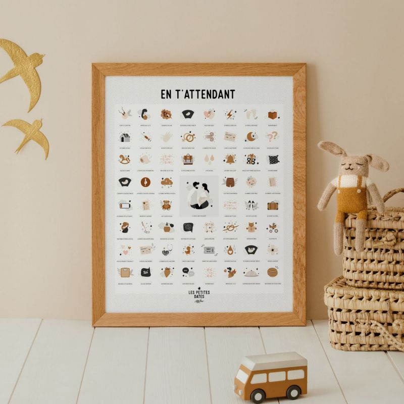 Affiche En t’attendant Originale claire Maman et Papa (40x50 cm) Les Petites Dates Ambiance 4
