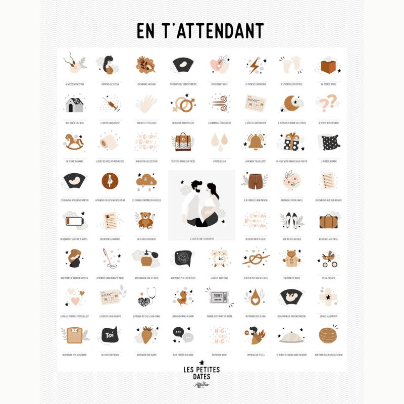 Affiche En t’attendant Originale claire Maman et Papa (40x50 cm) Les Petites Dates Produit 5