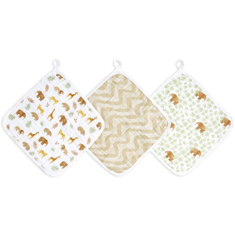 Lot de 3 débarbouillettes en coton bio essentials tanzania aden + anais