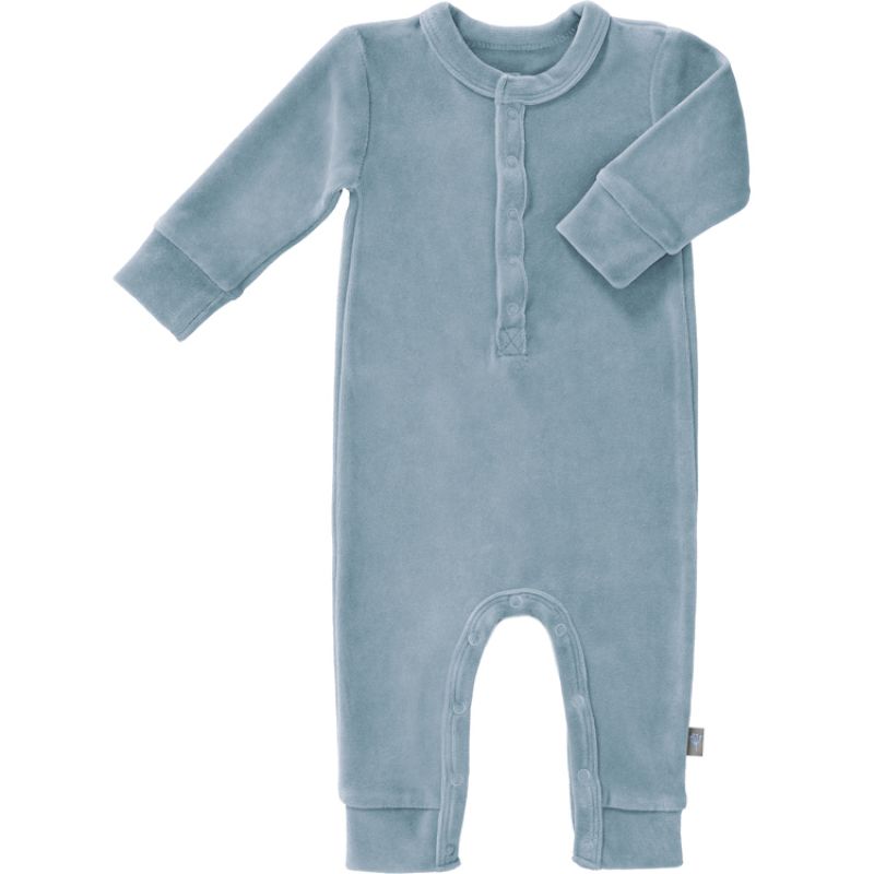 Pyjama en velours bio Blue fog (6-12 mois : 67 à 74 cm) Fresk
