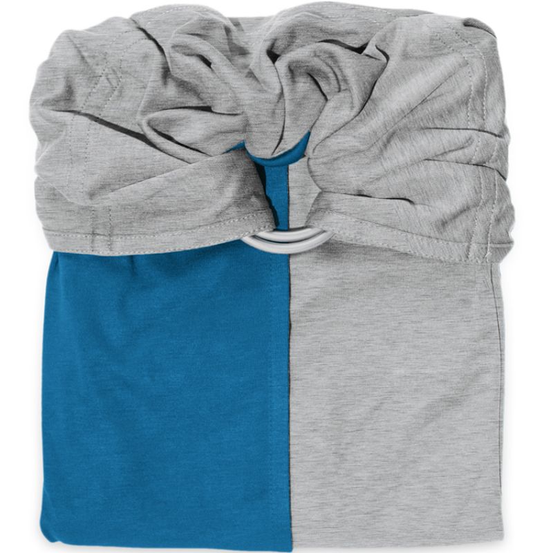 Petite écharpe Sling sans noeud bleu canard et gris chiné Love Radius