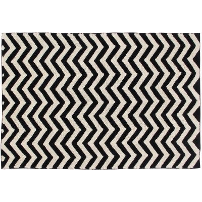 Tapis Lavable Zigzag Noir Et Blanc 140 X 200 Cm