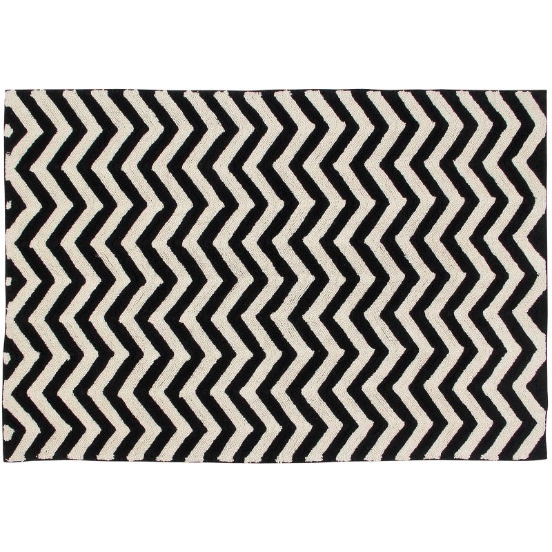 Tapis lavable zigzag noir et blanc (140 x 200 cm) Lorena Canals
