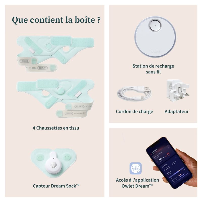 Chaussette connectée Owlet Dream Sock bleu sommeil (0-18 mois) Owlet Ambiance 8