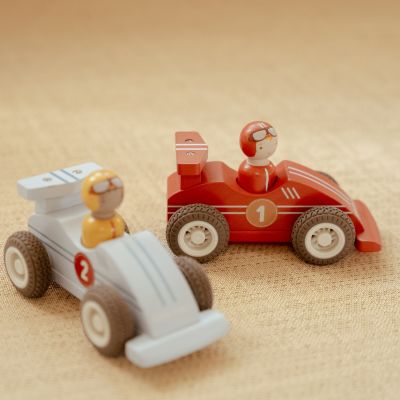 Set de 2 voitures de course en bois