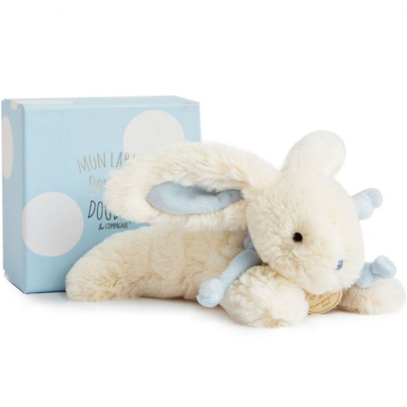 Coffret peluche lapin bonbon bleu (20 cm) Doudou et Compagnie