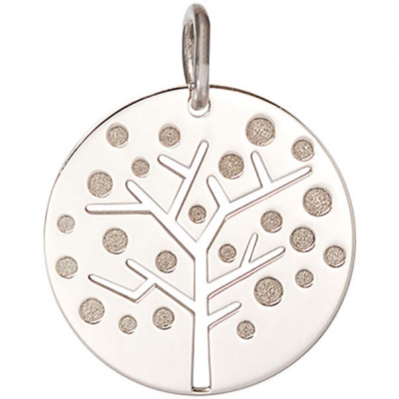 Médaille de naissance Gabin Arbre de vie personnalisable 17,5 mm (or blanc 750°) Je t'Ador
