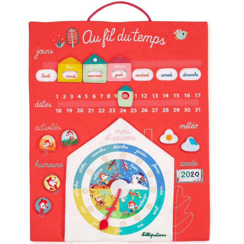 Calendrier éducatif rouge Au fil du temps Alice la renarde Lilliputiens