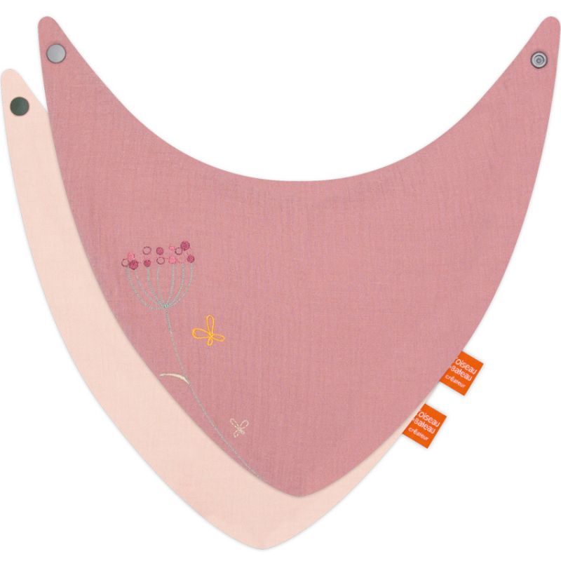Lot de 2 bavoirs bandanas Nomade Lapin Rose (personnalisable) L'oiseau bateau