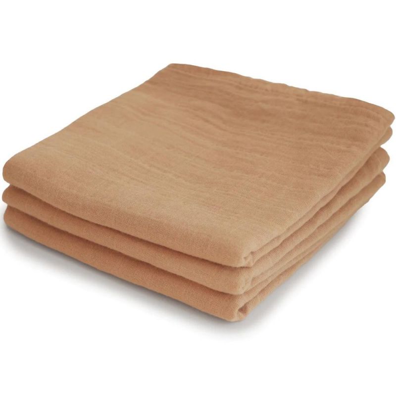 Lot de 3 langes en coton bio Fall Yellow (60 x 60 cm) Mushie