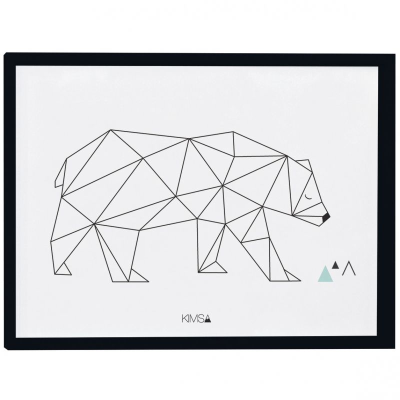 Affiche encadrée géométrique ours Origami play by Claudia Soria (30 x 40 cm) Lilipinso