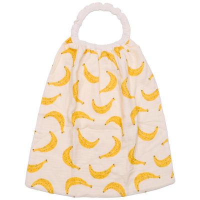 Serviette élastiquée en double gaze bananes et verso écru