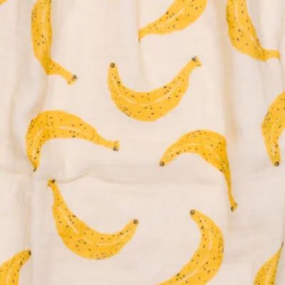 Serviette élastiquée en double gaze bananes et verso écru
