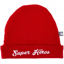 Bonnet de naissance coton doublé Super Héros rouge  par BB & Co
