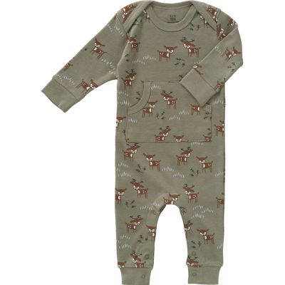 combinaison pyjama en coton bio deer olive (naissance : 50 cm)