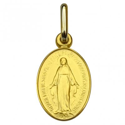 Médaille ovale Vierge Miraculeuse 13 mm (or jaune 750°)  par Premiers Bijoux