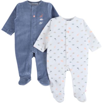 Lot de 2 pyjamas Velours Dino (naissance) Noukie's