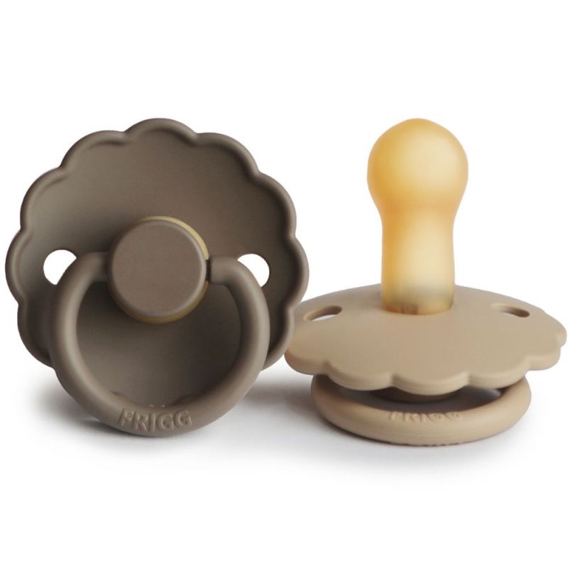 Lot de 2 sucettes en latex Daisy Croissant-Portobello (0-6 mois) Frigg