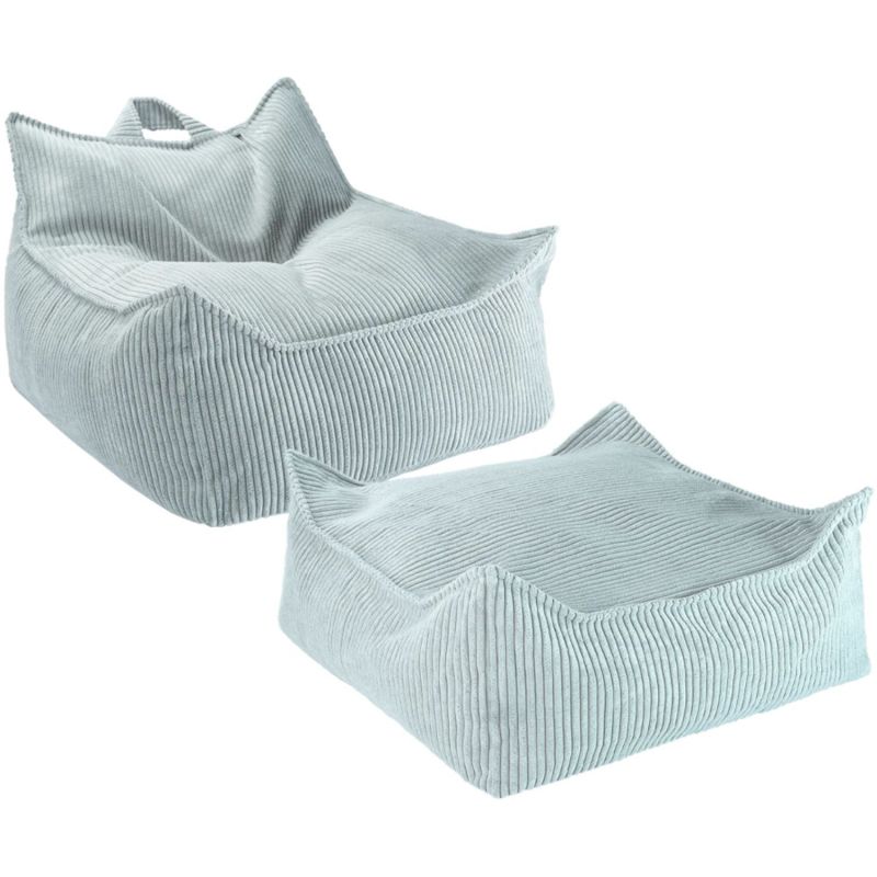 Fauteuil pouf et repose-pieds Peppermint Green velours côtelé Wigiwama Produit 1