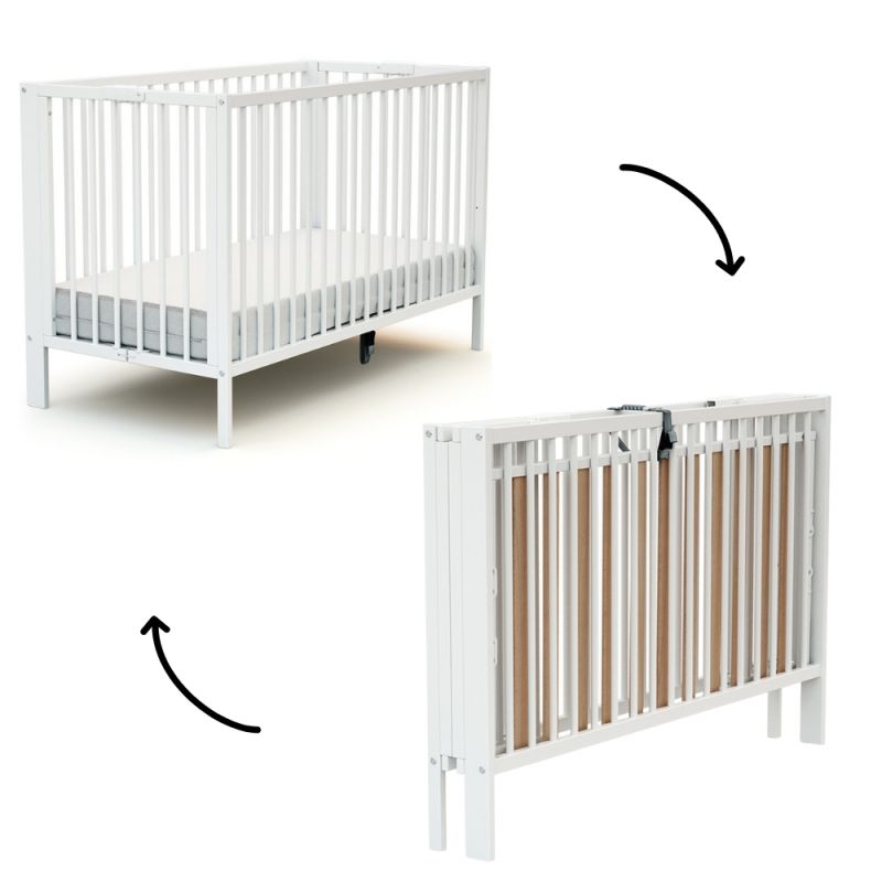 Lit pliable en bois de hêtre Essentiel Plus blanc (60 x 120 cm) AT4