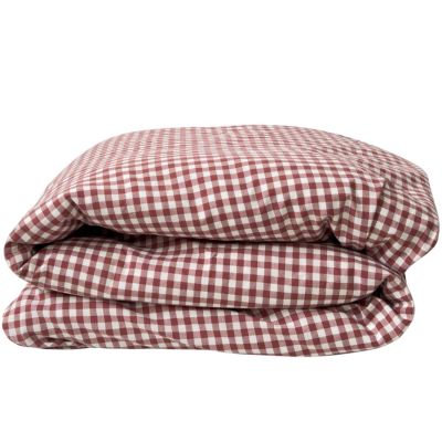 Housse de couette percale de coton Vichy Sienne (75 x 120 cm)