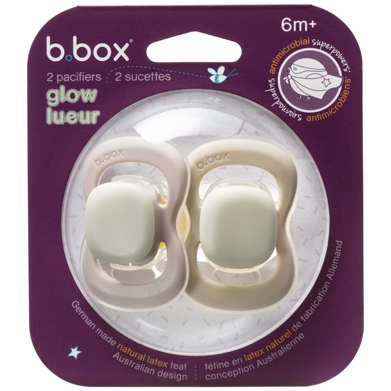 Lot de 2 sucettes phosphorescentes en latex Blush-Latte (6 mois et +) B.Box Packaging 7
