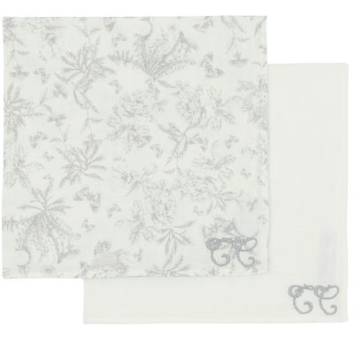 Set de 2 langes Toile de Jouy gris (70x70 cm) Tartine et Chocolat