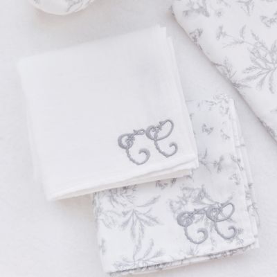 Set de 2 langes Toile de Jouy gris (70x70 cm)