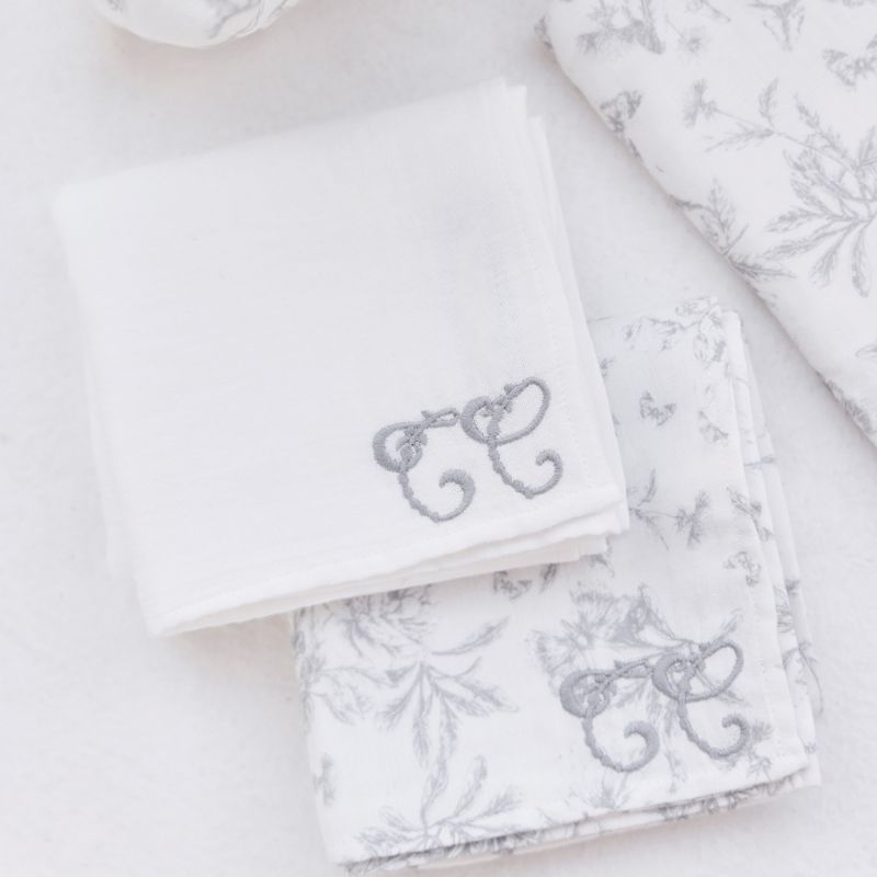 Set de 2 langes Toile de Jouy gris (70x70 cm) Tartine et Chocolat Ambiance 2