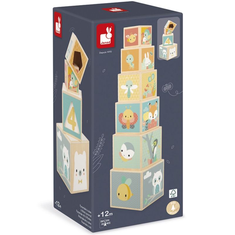 Cubes à empiler Pure (6 pièces) Janod Packaging 5