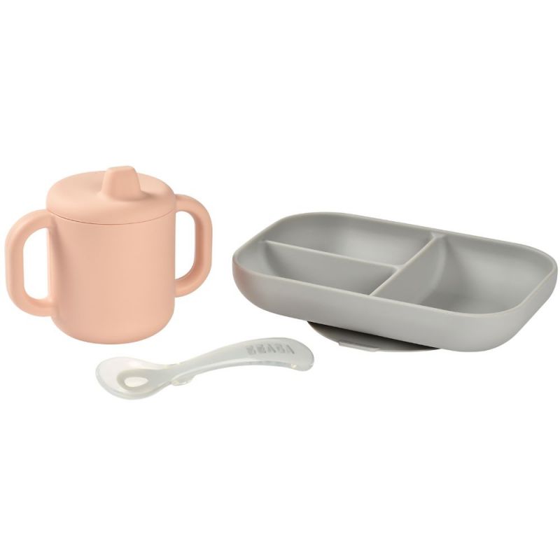 Coffret d'apprentissage en silicone pink (3 pièces) Béaba