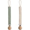 Lot de 2 attaches-sucettes en lin Olive/Sand - Mushie