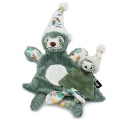 Coffret cadeau doudou plat et anneau de dentition Chillos le paresseux - Les Déglingos