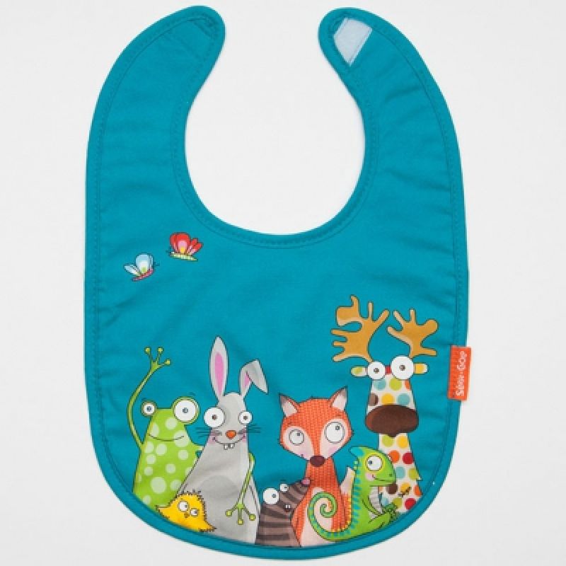Bavoir à velcro animaux bleu Série-Golo