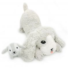 Peluche Toutou maman et bébé Les Ptipotos Gris clair (34 cm) - Les Déglingos
